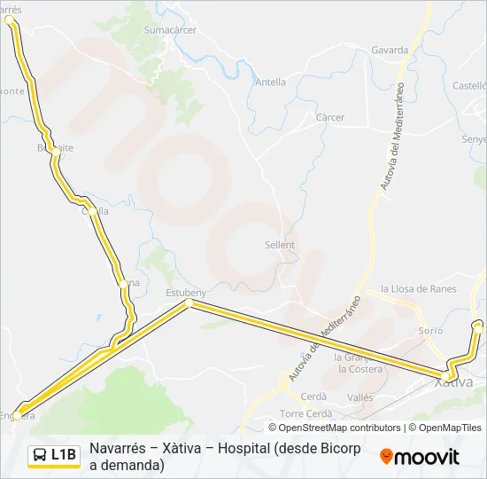 L1B bus Mapa de línia