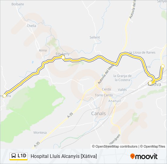 Mapa de L1D de autobús