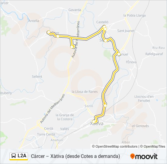 Mapa de L2A de autobús