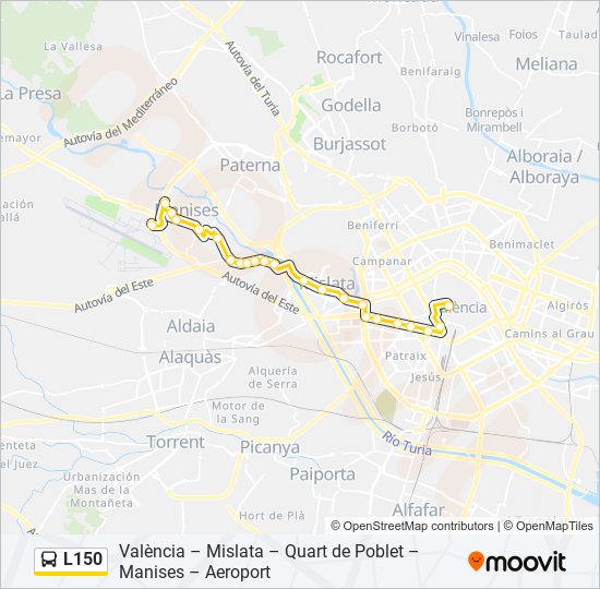 Mapa de L150 de autobús