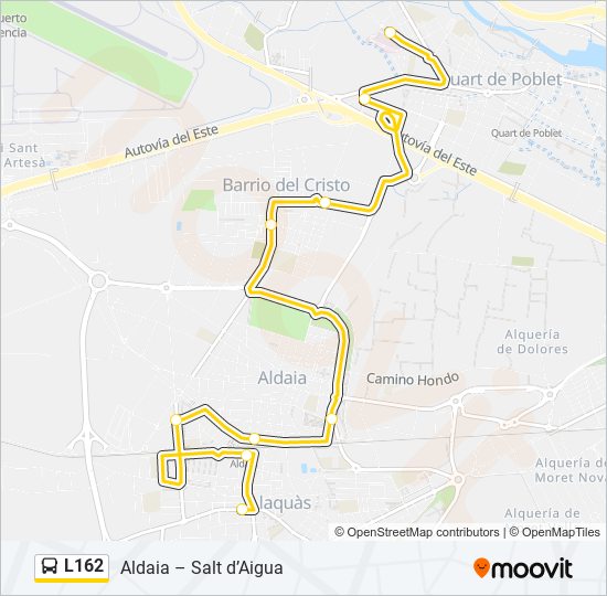 Mapa de L162 de autobús