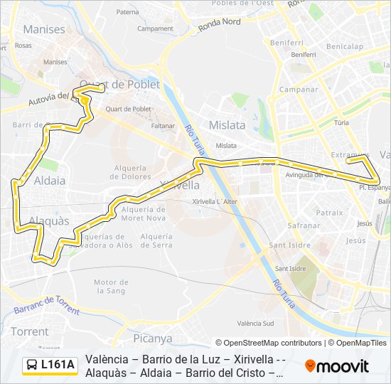 Mapa de L161A de autobús