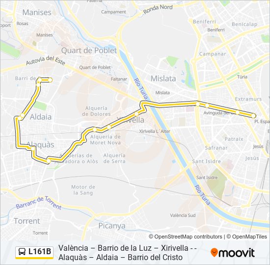 Mapa de L161B de autobús