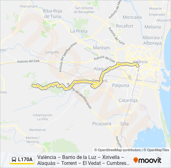 Mapa de L170A de autobús