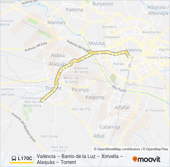 Mapa de L170C de autobús