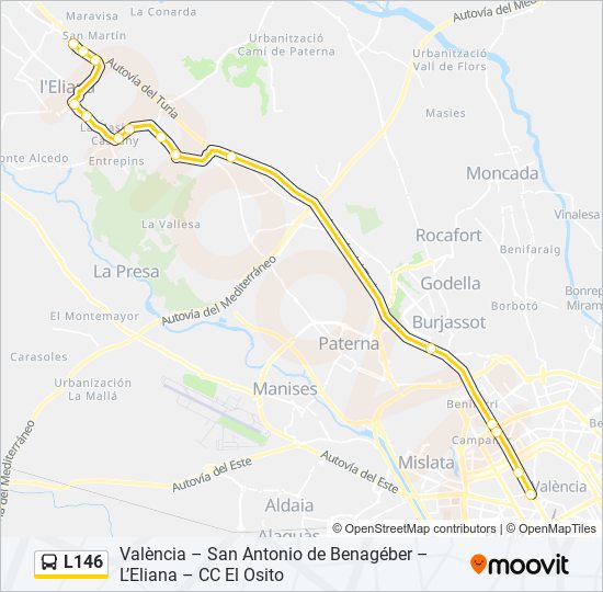 L146 bus Mapa de línia