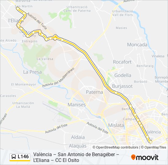L146 bus Line Map