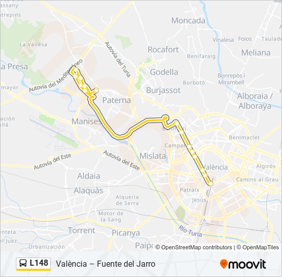 L148 bus Mapa de línia