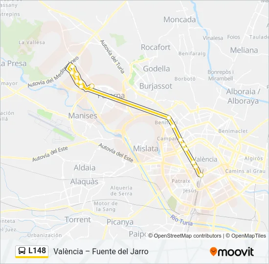 L148 Bus Line Map