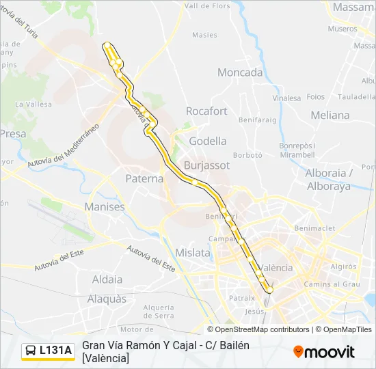 L131A Bus Line Map