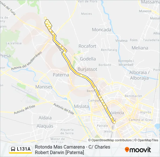 L131A Bus Line Map