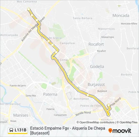 L131B Bus Line Map