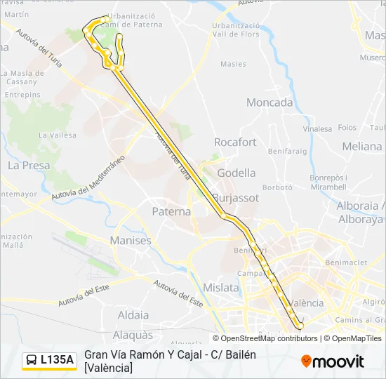 L135A Bus Line Map