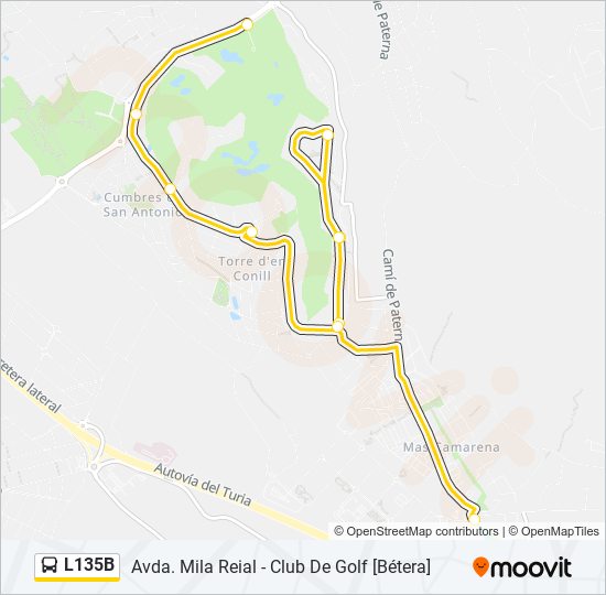 L135B bus Mapa de línia