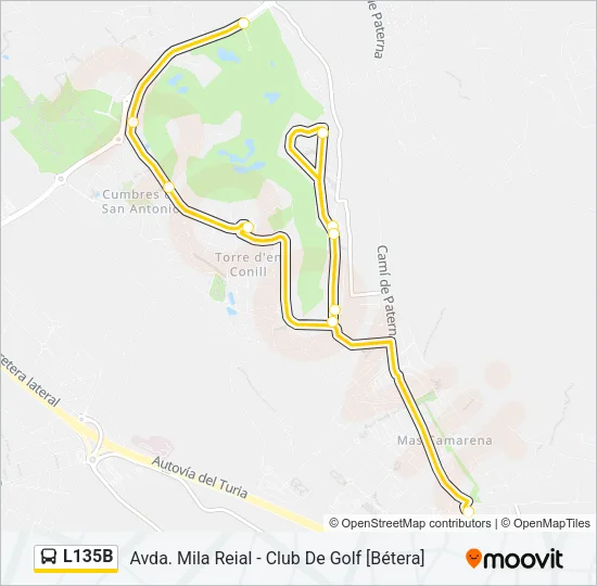 L135B Bus Line Map