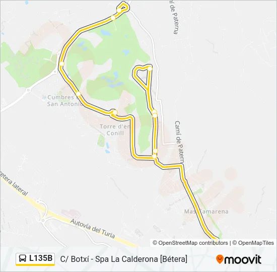 L135B Bus Line Map