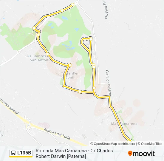 L135B Bus Line Map
