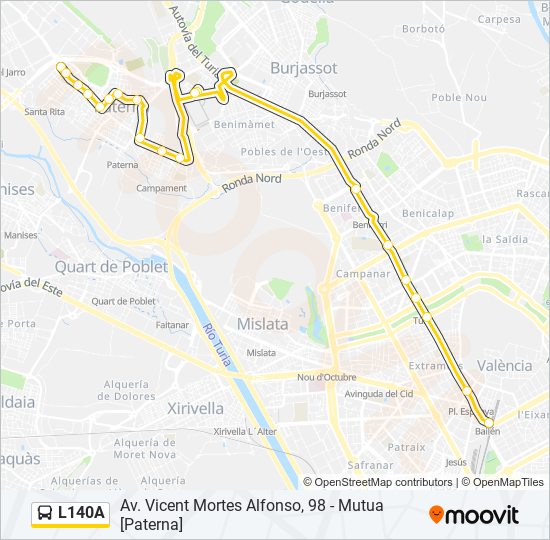 L140A bus Mapa de línia