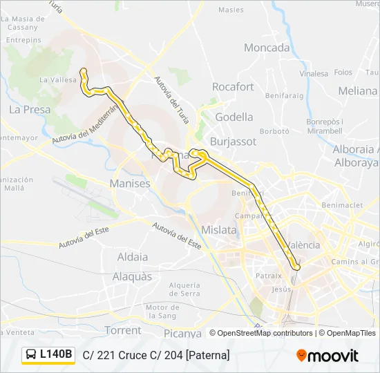 L140B Bus Line Map