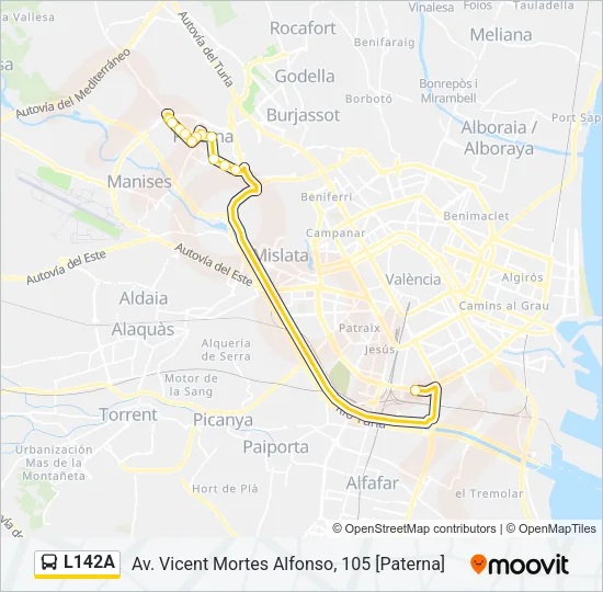 L142A Bus Line Map