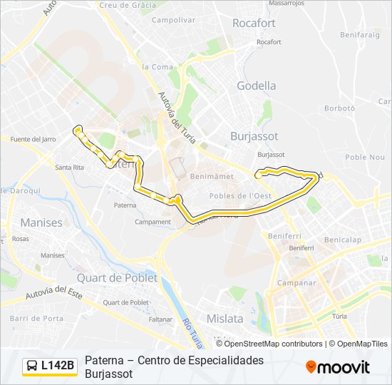 L142B bus Mapa de línia