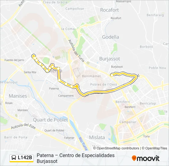 L142B Bus Line Map