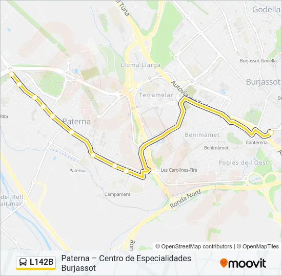 L142B Bus Line Map