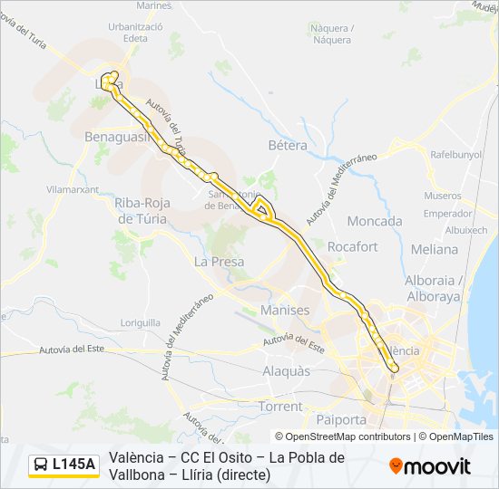 L145A bus Mapa de línia