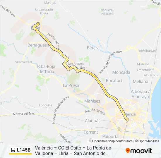 L145B Bus Line Map