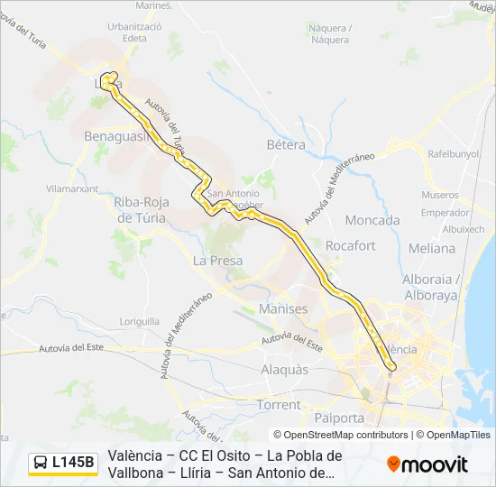 L145B Bus Line Map
