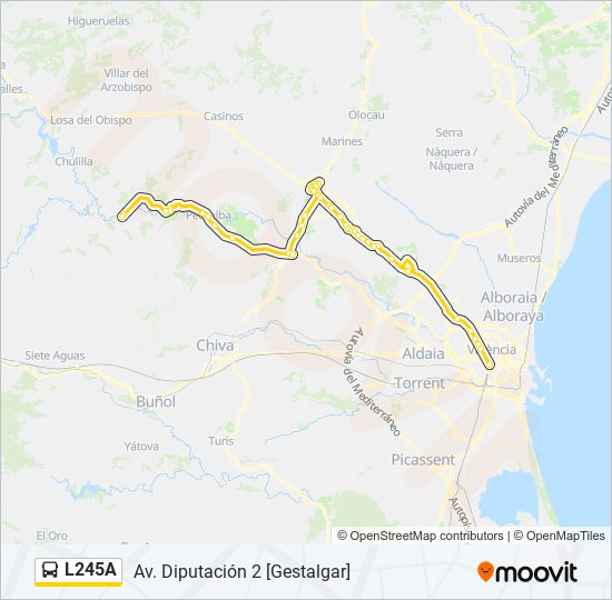 Mapa de L245A de autobús