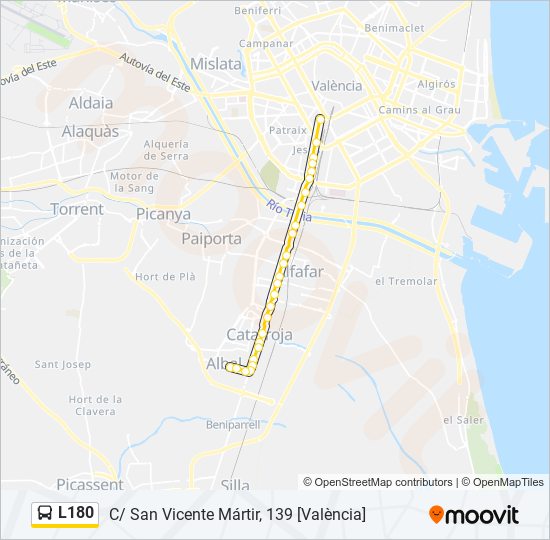 L180 bus Mapa de línia