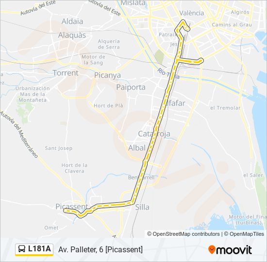 L181A bus Mapa de línia