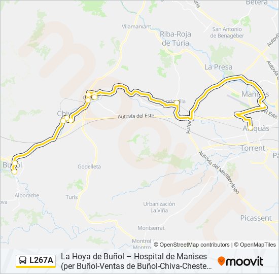 Mapa de L267A de autobús