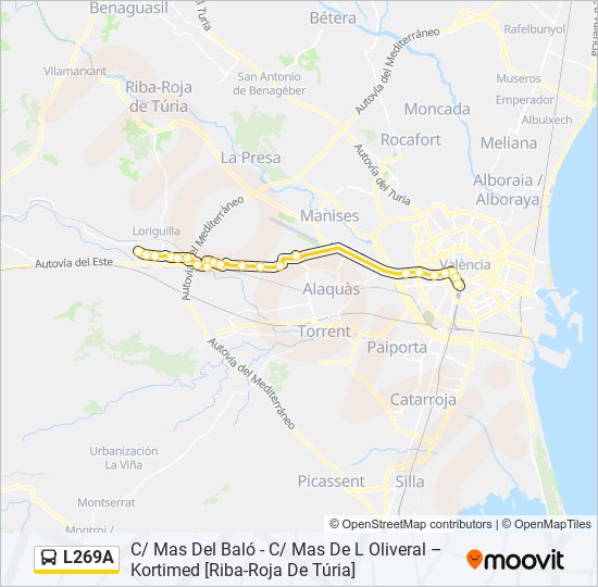 L269A bus Mapa de línia