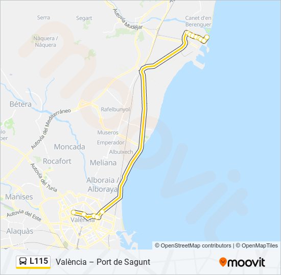 L115 bus Mapa de línia