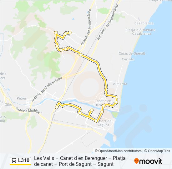 Mapa de L310 de autobús