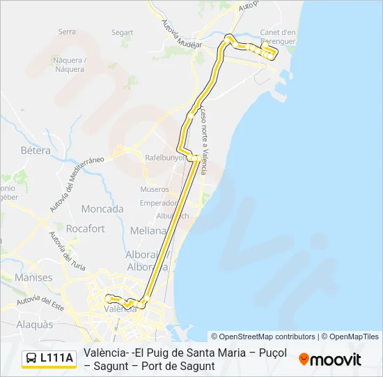 L111A Bus Line Map