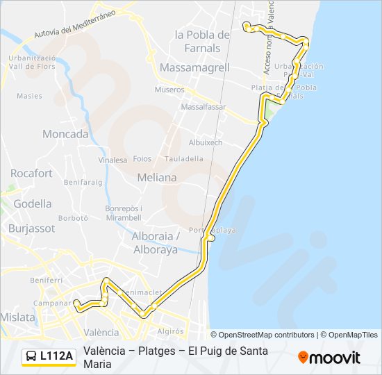 L112A bus Mapa de línia