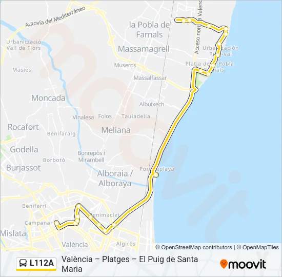 L112A Bus Line Map