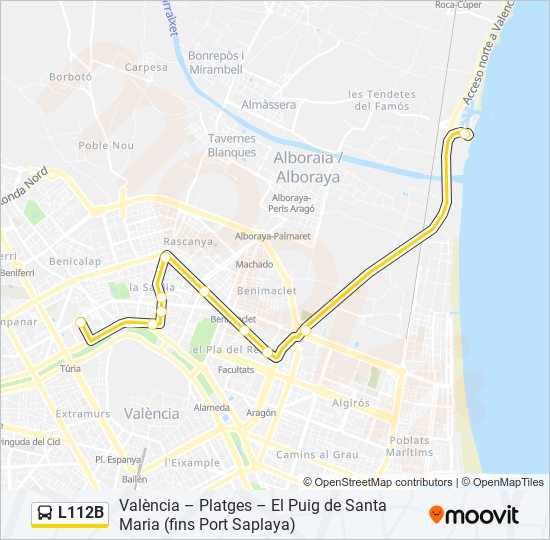 Mapa de L112B de autobús