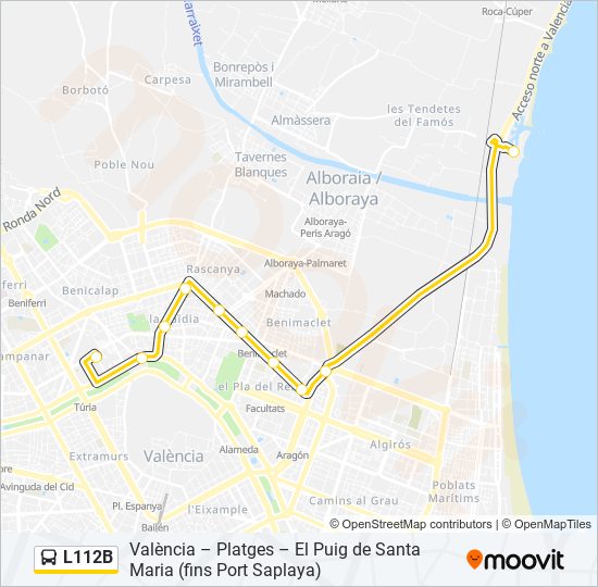 Mapa de L112B de autobús