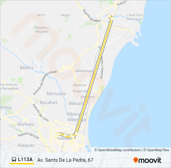 Mapa de L113A de autobús