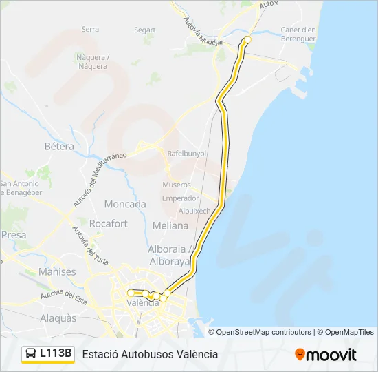 L113B Bus Line Map