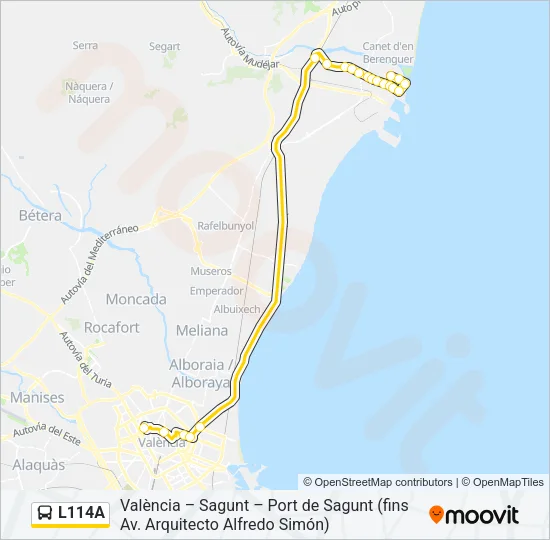 L114A Bus Line Map