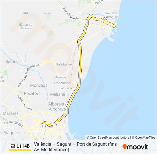 L114B bus Mapa de línia