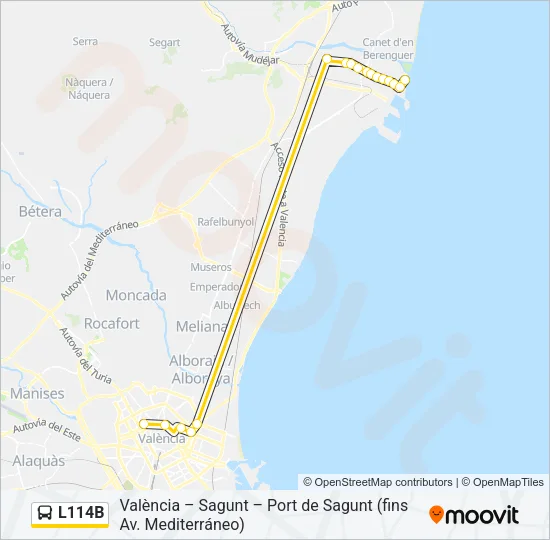 L114B Bus Line Map