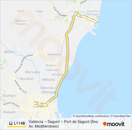 L114B Bus Line Map
