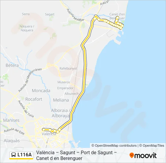 L116A Bus Line Map