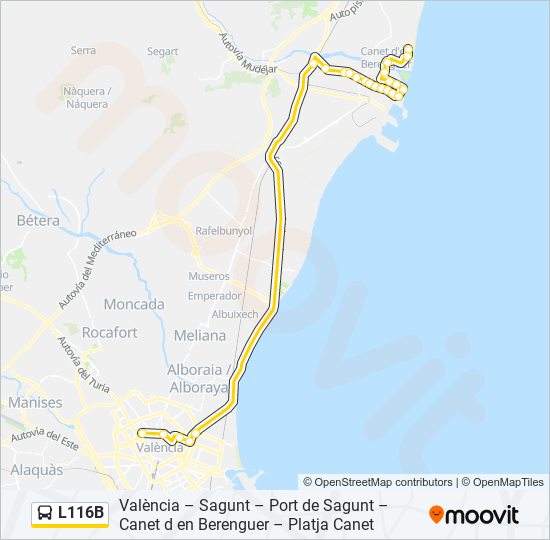 L116B bus Mapa de línia